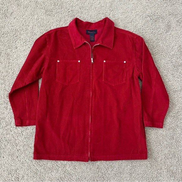 Denim&Co Shacket Womens Size M Red Corduroy Cotton - Picture 1 of 10
